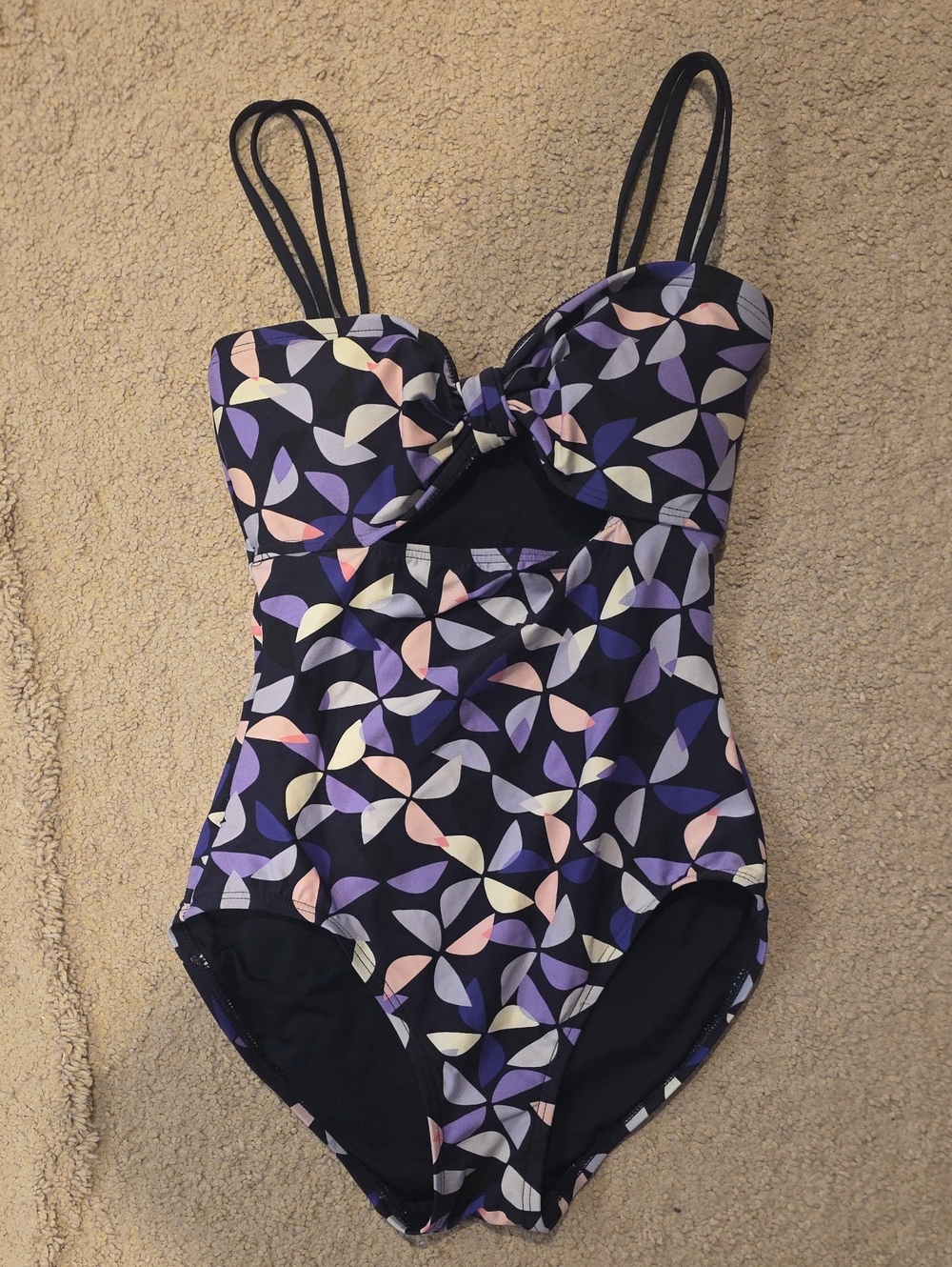 Kate Spade XS Navy One-Piece Swimsuit with Pastel Geometric Print A3